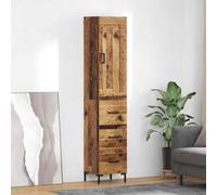 Qnhdfrt Highboard 34,5 x 34 x 180 cm in legno con gambe in metallo, design moderno, robustezza e durata, credenza per sala da pranzo, corridoio e ufficio