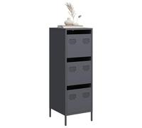 Qnhdfrt Highboard antracite in acciaio laminato a freddo con 3 cassetti, 39 x 35 x 103,5 cm, robusta, stabile per soggiorno, camera da letto, ufficio, come armadietto