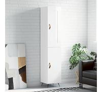 Qnhdfrt Highboard - Armadio in legno bianco lucido, 34,5 x 34 x 180 cm, con piedini in metallo, per una conservazione elegante in soggiorno e corridoio
