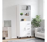 Qnhdfrt Highboard bianco, 69,5 x 34 x 180 cm, in legno e ferro, moderna credenza con spazio per livingroom corridoio e cucina