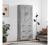 Qnhdfrt Highboard con base in grigio cemento 69,5 x 34 x 180 cm in legno e metallo per uno spazio elegante nel soggiorno