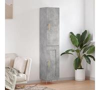 Qnhdfrt Highboard grigio cemento, 34,5 x 34 x 180 cm, in legno con piedini in metallo, moderna credenza con molto spazio per livingroom, cucina, corridoio