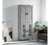 Qnhdfrt Highboard grigio cemento, 69,5 x 34 x 180 cm, in legno con gambe in ferro, design moderno con ampio spazio di archiviazione, robusta credenza per soggiorno, cucina, corridoio e ufficio