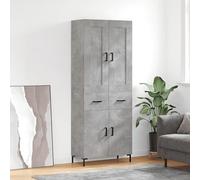 Qnhdfrt Highboard grigio cemento, 69,5 x 34 x 180 cm, in legno con piedini in metallo, design moderno con ampio spazio per soggiorno, corridoio, cucina, ufficio