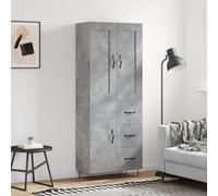Qnhdfrt Highboard grigio cemento, 69,5 x 34 x 180 cm, in legno con piedini in metallo, moderna credenza con spazio per livingroom, cucina, corridoio