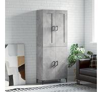 Qnhdfrt Highboard grigio cemento 69,5 x 34 x 180 cm in robusto legno con gambe in ferro, credenza moderna con molto spazio per soggiorno, corridoio, cucina e ufficio