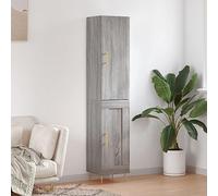 Qnhdfrt Highboard grigio Sonoma 34,5 x 34 x 180 cm, in legno con piedini in metallo, moderna credenza con molto spazio per soggiorno, corridoio, ufficio