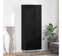 Qnhdfrt Highboard nero rovere 69,5 x 34 x 180 cm 4 ante credenza per soggiorno, camera da letto, corridoio, design moderno, molto spazio di archiviazione