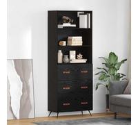Qnhdfrt Highboard nero rovere 69,5 x 34 x 180 cm, materiale in legno, design moderno, con cassetto e fissaggio a parete, scaffale per soggiorno, camera da letto, corridoio