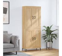 Qnhdfrt Highboard Sonoma Rovere 69,5 x 34 x 180 cm in legno e gambe in ferro moderna credenza per soggiorno, cucina, ufficio, grande spazio