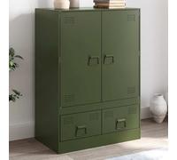 Qnhdfrt Highboard verde oliva in acciaio laminato a freddo con 2 ante e 2 cassetti, 67 x 39 x 95 cm, elegante credenza per soggiorno, cucina e corridoio