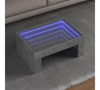 Qnhdfrt Infinity, tavolino da caffè a LED in grigio cemento, 70 x 50 x 30 cm, in legno e vetro con illuminazione RGB, piano robusto per un uso versatile come tavolino o comodino in salotto