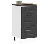 Qnhdfrt Kalmar Mobiletto da cucina nero in legno 40 x 46 x 81,5 cm con piedini regolabili e comode porte per ottimizzare lo spazio in cucina