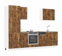 Qnhdfrt Kalmar - Set di mobili da cucina, 7 pezzi, in legno con pensile e armadietto, design elegante, robusto spazio per l'organizzazione della cucina
