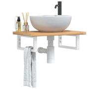 Qnhdfrt Lavabo con supporto in acciaio massiccio, rovere chiaro, 60 x 40 x 2,5 cm, montaggio a parete, elegante, salvaspazio, robusto, per bagno