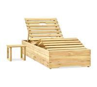 Qnhdfrt Lettino da Giardino con Tavolino e Cuscino in Legno di Pino | Set relax per giardino e terrazzo con schienale regolabile e cuscino verde brillante per il massimo comfort all'aperto.