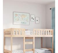 Qnhdfrt Lettino per bambini 80 x 200 cm in legno di pino massiccio con rete a doghe e protezione dalle cadute, struttura stabile per un sonno sicuro nella cameretta dei bambini