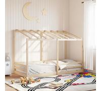 Qnhdfrt Lettino per bambini con tetto in legno di pino massello bianco, 80 x 200 cm, design moderno con rete a doghe per un supporto ottimale per bambini dai 4 anni in su
