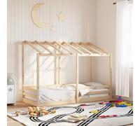 Qnhdfrt Lettino per bambini con tetto in legno di pino massiccio, 75 x 190 cm, design moderno con rete a doghe per un supporto ottimale. Struttura stabile per bambini dai 4 anni in su