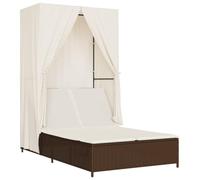 Qnhdfrt Lettino Prendisole Doppio con Tetto in Rattan PE, Marrone | Ideale per il giardino o terrazzo, questo lettino a due posti offre relax all'aperto con schienale regolabile.