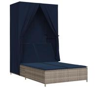 Qnhdfrt Lettino Prendisole Doppio in Polyrattan con Tetto Grigio | Ideale per il giardino o terrazzo, questo lettino a due posti offre cuscini imbottiti e uno schienale regolabile.
