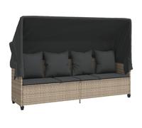 Qnhdfrt Lettino Prendisole in Polyrattan con Baldacchino Grigio | Ideale per giardino e terrazzo, con tettuccio parasole apribile e spessi cuscini per il massimo relax all'aria aperta.