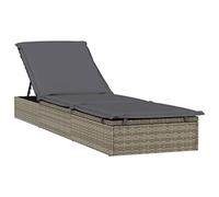 Qnhdfrt Lettino Prendisole in Polyrattan con Cuscino Grigio 201x55 cm | Sdraio da giardino regolabile con cuscino grigio scuro, ideale per il relax a bordo piscina o sul balcone.