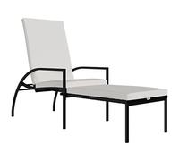 Qnhdfrt Lettino Prendisole in Rattan PE Nero con Poggiapiedi e Cuscino | Sdraio ergonomica con schienale regolabile e poggiapiedi per il relax in giardino, a bordo piscina o sul patio.