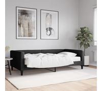Qnhdfrt Letto 2 in 1 con materasso nero 100 x 200 cm come divano e letto per gli ospiti in tessuto poliestere legno massello metallo per soggiorno camera da letto