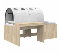 Qnhdfrt Letto 3 pz con Scrivania e Tunnel Rovere e Bianco 133,5x203 cm