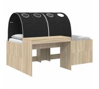 Qnhdfrt Letto 3 pz con Scrivania e Tunnel Rovere Sonoma e Nero