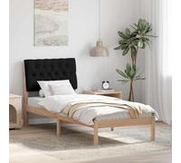 Qnhdfrt Letto 80 x 200 cm, in pino massiccio, testiera imbottita, senza molle, rete a doghe, 85,5 x 217 x 93,5 cm