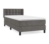 Qnhdfrt Letto 90x200 cm a Molle Insacchettate con Materasso Grigio Scuro | Struttura imbottita con testiera regolabile e topper incluso, ideale per arredare la camera da letto con eleganza.