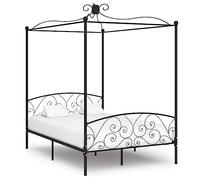 Qnhdfrt Letto a baldacchino in metallo nero, 120 x 200 cm, elegante struttura per letto con telaio superiore per tende o zanzariera, design robusto per camera da letto