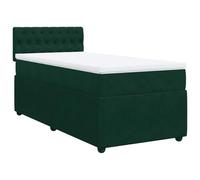 Qnhdfrt Letto a molle, 100 x 200 cm, con materasso e topper, letto imbottito in velluto verde scuro, letto singolo con testiera, materasso a molle insacchettate per un sonno riposante