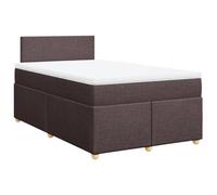 Qnhdfrt Letto a molle, 120 x 200 cm, con materasso a molle insacchettate e topper, marrone scuro, letto imbottito in tessuto resistente, con testiera e rete a doghe, per un sonno riposante