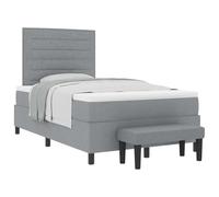 Qnhdfrt Letto a molle, 120 x 200 cm, letto imbottito con materasso e topper, testiera regolabile, anima a molle insacchettate, grigio chiaro, robusto telaio in legno, panca per camera da letto inclusa