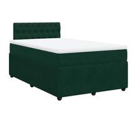 Qnhdfrt Letto a Molle 120x190 cm con Materasso e Testiera Verde Scuro | Struttura completa per camera da letto con tessuto in velluto morbido, doghe in pino e sfoderabile per pulizia facile.