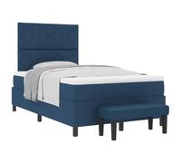 Qnhdfrt Letto a Molle 120x190 cm in Tessuto Blu con Testiera e Materasso | Set letto a molle completo con testiera regolabile e panchina coordinata per la tua camera da letto.