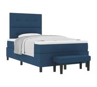Qnhdfrt Letto a Molle 120x200 cm con Testiera e Panchina Blu, 5 Pezzi | Struttura imbottita con materasso a molle insacchettate e topper integrato, ideale per arredare la camera da letto.
