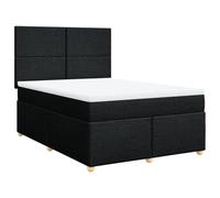 Qnhdfrt Letto a molle, 140 x 200 cm, con materasso a molle insacchettate e topper, letto imbottito in nero, con testiera regolabile in altezza, set completo con rete a doghe per un sonno riposante