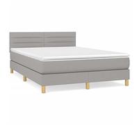 Qnhdfrt Letto a molle, 140 x 200 cm, con materasso e topper, grigio chiaro, testiera regolabile, materasso a molle insacchettate, stabile letto imbottito per un sonno riposante