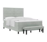 Qnhdfrt Letto a Molle 140x190 cm con Materasso e Testiera Grigio | Set per camera da letto con morbida testiera in velluto, topper e panchina coordinata per una stanza elegante.