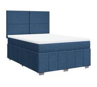 Qnhdfrt Letto a Molle 140x200 cm con Materasso e Testiera Regolabile Blu | Set letto completo per camera da letto con coprimaterasso lavabile e materasso traspirante ad alta ergonomia.