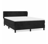 Qnhdfrt Letto a Molle 140x200cm in Velluto Nero con Materasso e Testiera | Ideale per la camera da letto, offre un supporto dorsale eccellente e grande stabilità per un sonno rilassante.