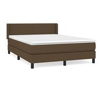 Qnhdfrt Letto a Molle 140x200cm Tessuto Marrone Scuro con Materasso | Testiera regolabile e materasso a molle insacchettate per la camera da letto, completo di coprimaterasso morbido.