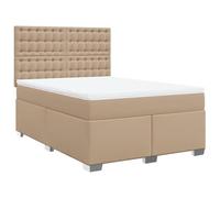 Qnhdfrt Letto a molle, 160 x 200 cm, colore marrone cappuccino, set completo con materasso a molle insacchettate, topper e testiera regolabile in altezza, letto matrimoniale in ecopelle, per un sonno
