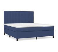 Qnhdfrt Letto a molle, 160 x 200 cm, con materasso a molle insacchettate e topper, letto matrimoniale in blu, con testiera regolabile in altezza, rivestimento in tessuto, letto per camera da letto