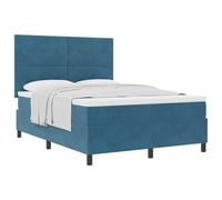 Qnhdfrt Letto a molle, 160 x 200 cm, con materasso e topper, letto imbottito in velluto blu scuro, letto matrimoniale king size con testiera regolabile in altezza e sistema a molle insacchettate