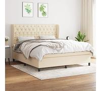 Qnhdfrt Letto a molle 160 x 200 cm, con testiera regolabile in altezza, materasso a molle insacchettate e tessuto in poliestere traspirante per un sonno riposante in camera da letto